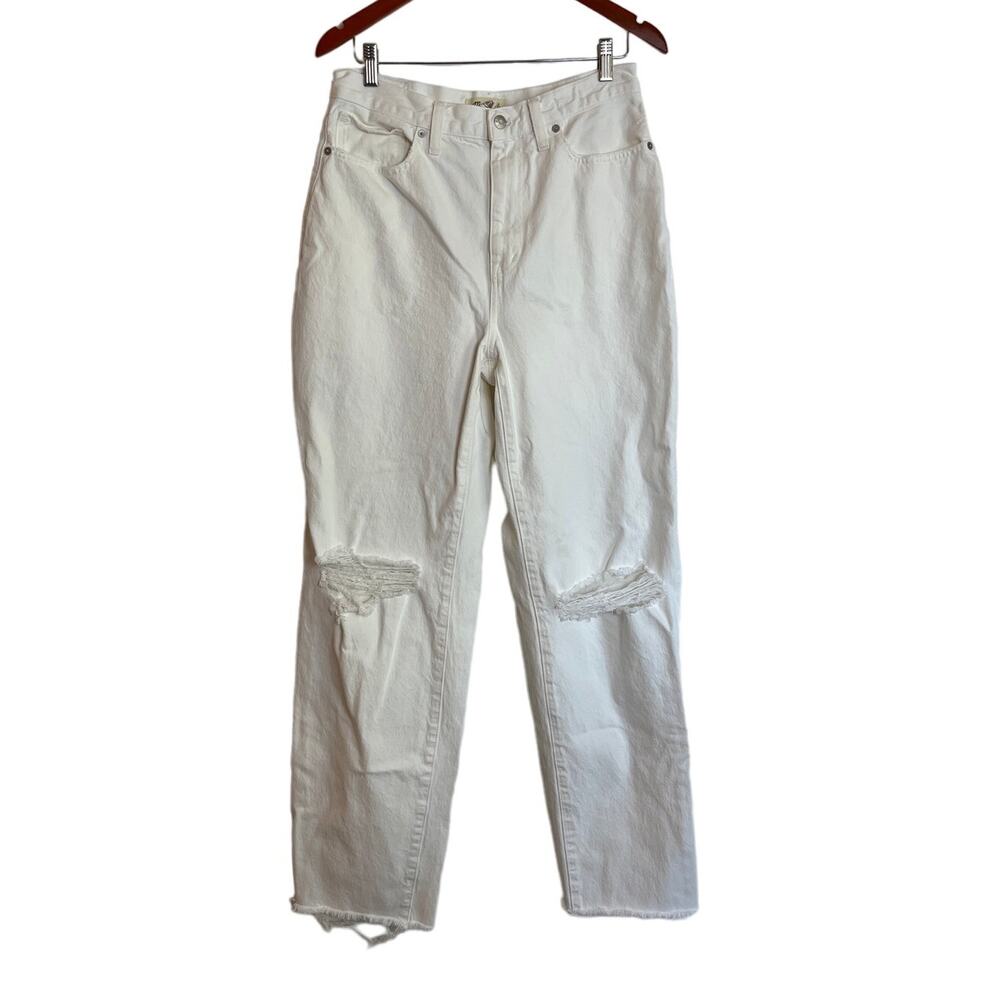 Madewell Baggy Straight Jeans Size 29 Tall White Distressed Hi Rise 90s Y2K